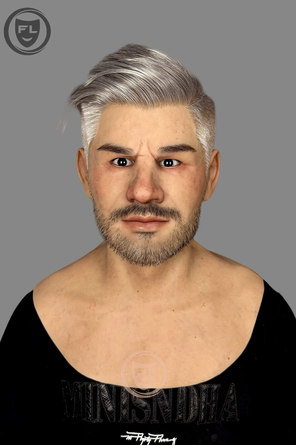 Realistic Silver Hair Male Silicone Mask