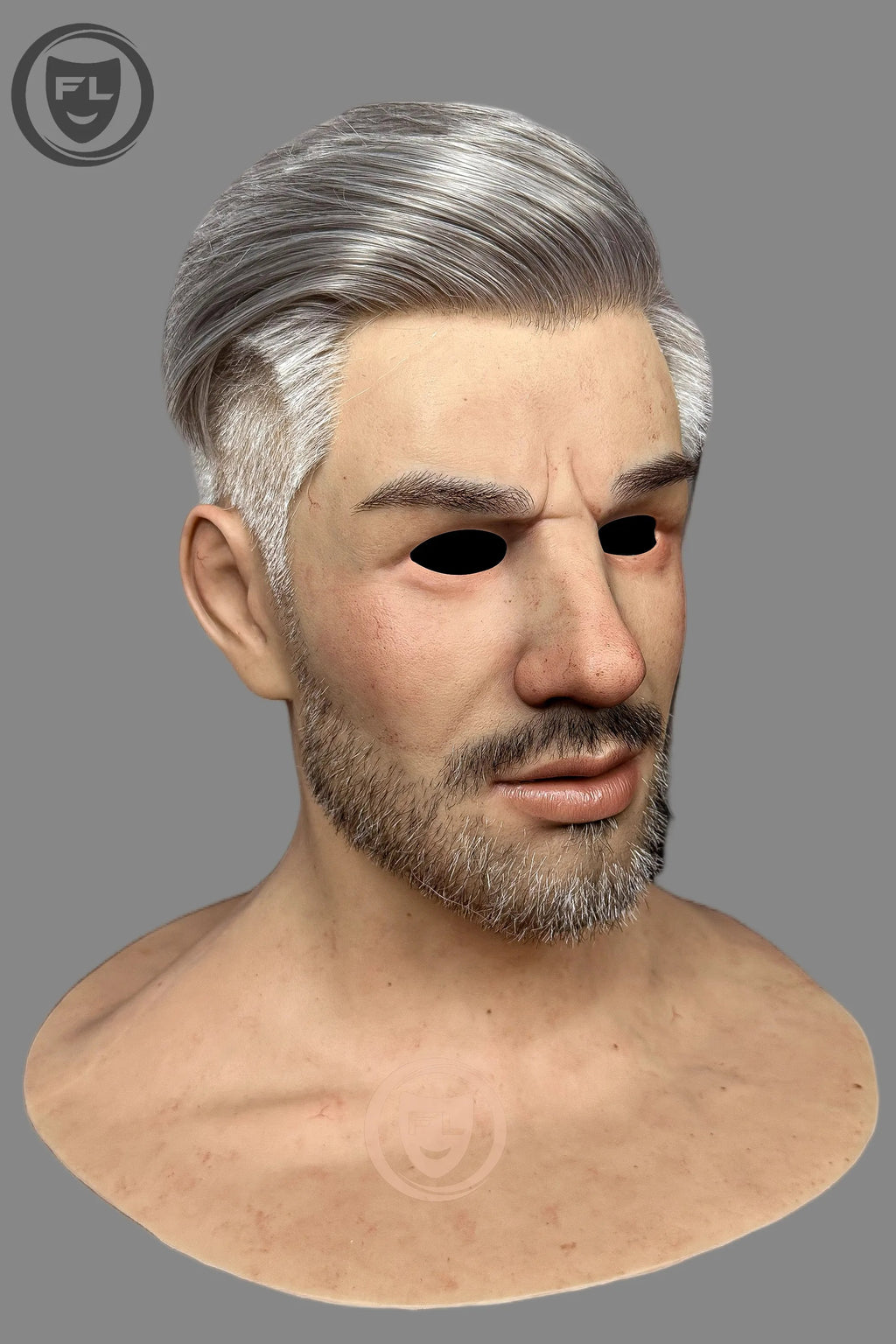 Realistic Silver Hair Male Silicone Mask
