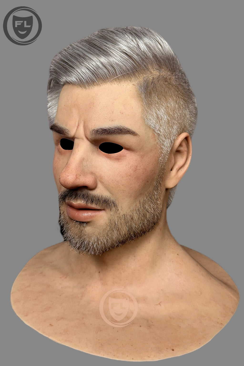 Realistic Silver Hair Male Silicone Mask