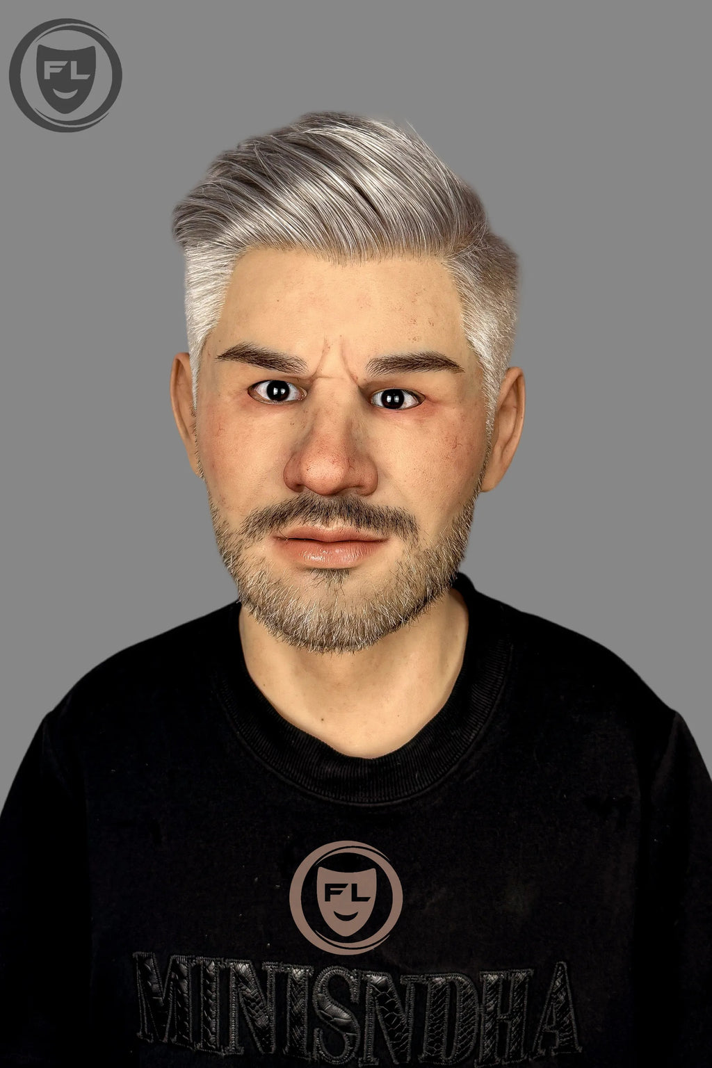 Realistic Silver Hair Male Silicone Mask