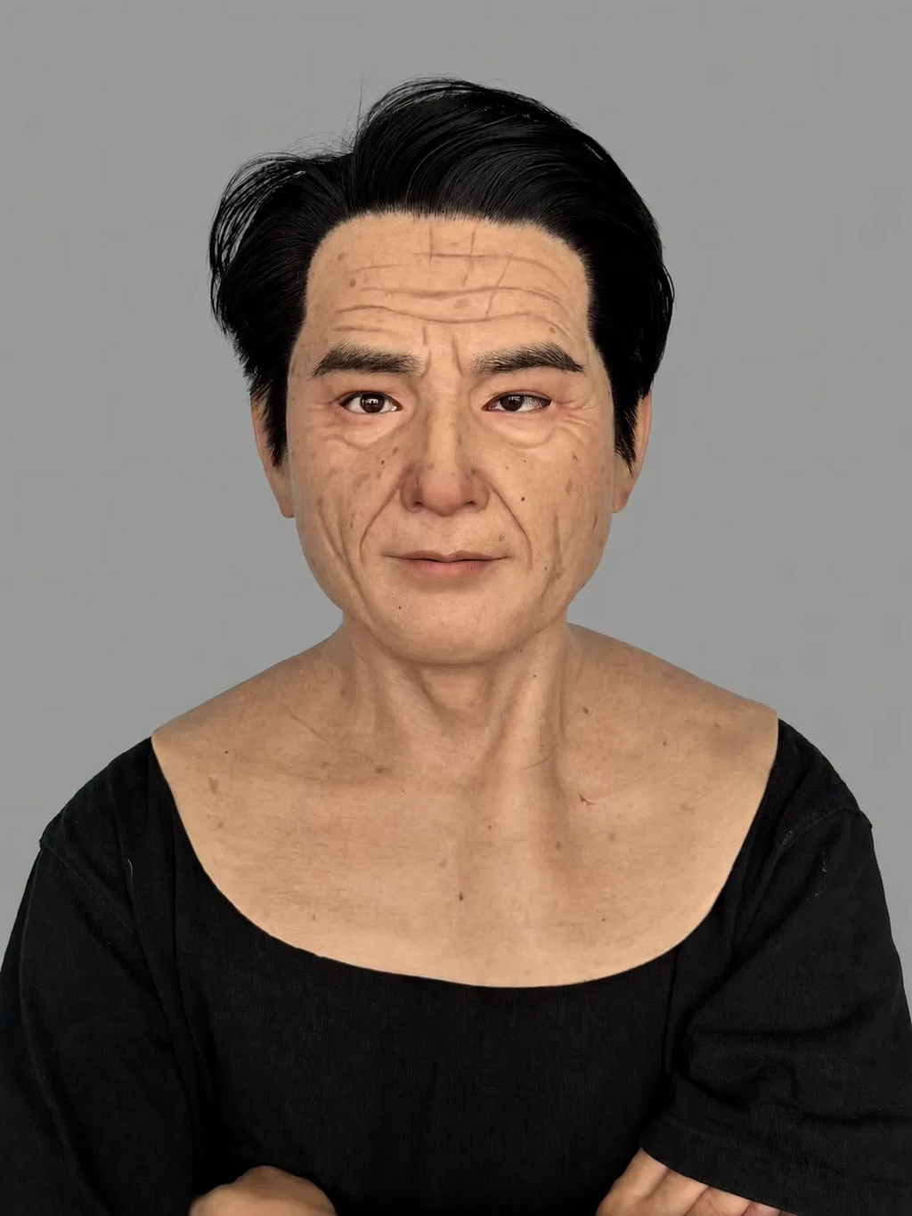 Realistic Elderly Face Jesa Silicone Mask (Black Hair)