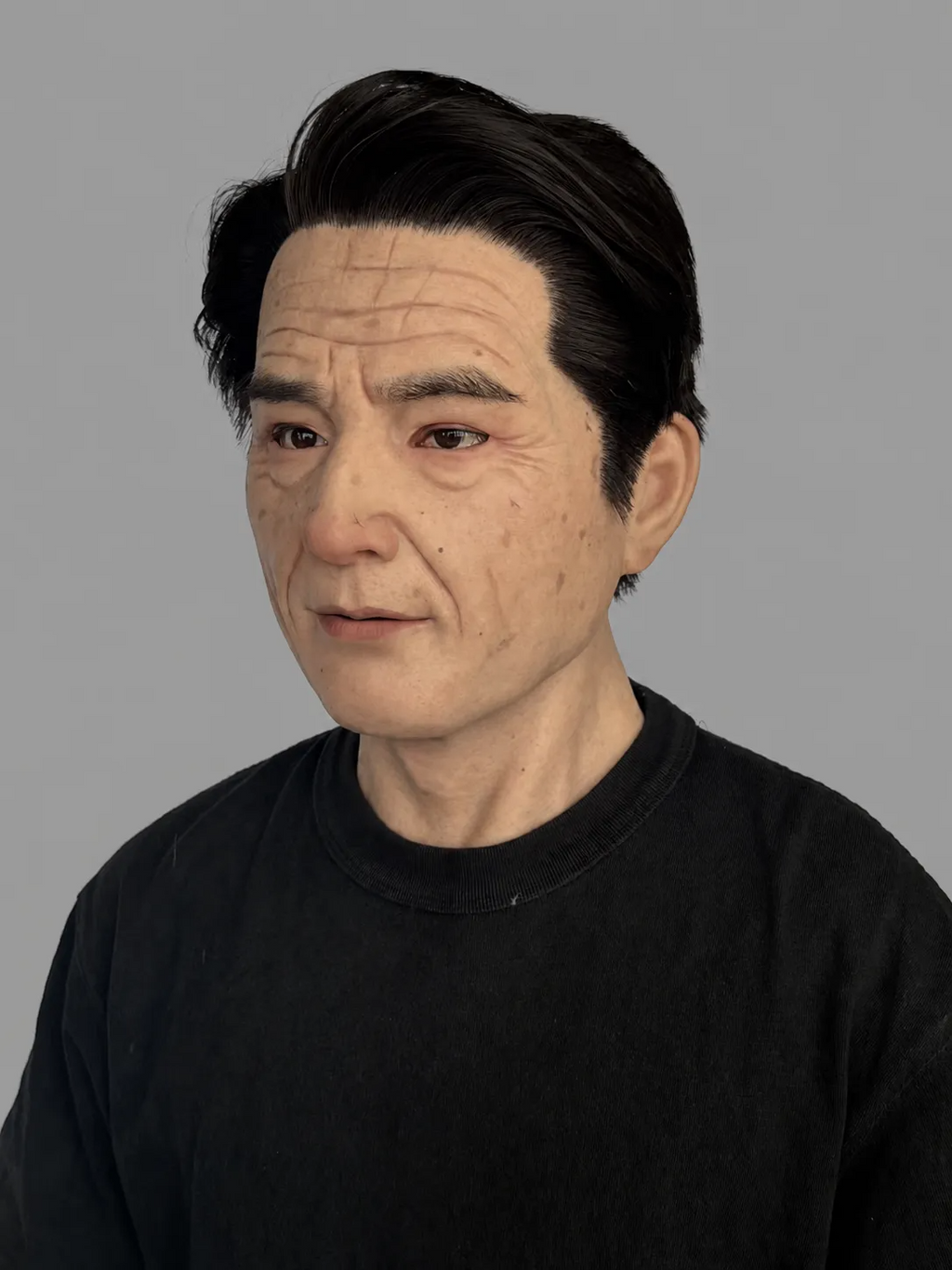 Realistic Elderly Face Jesa Silicone Mask (Black Hair)