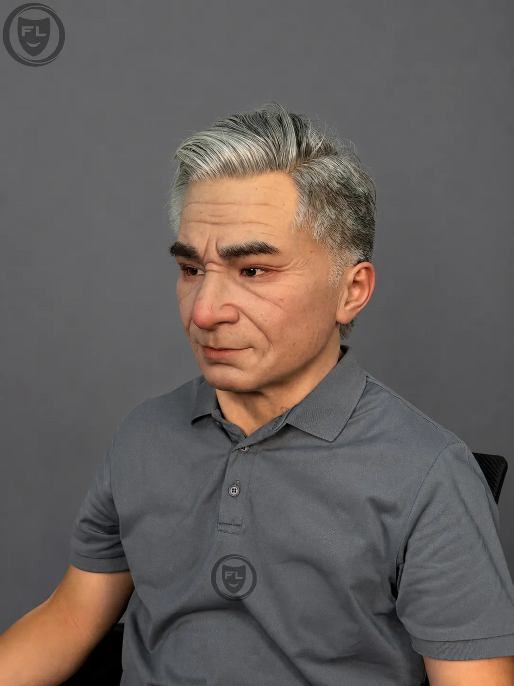 Silver Hair Mature Male Silicone Mask
