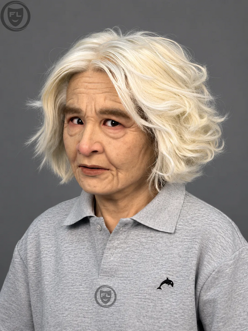 Elderly Female Silicone Mask with White Hair