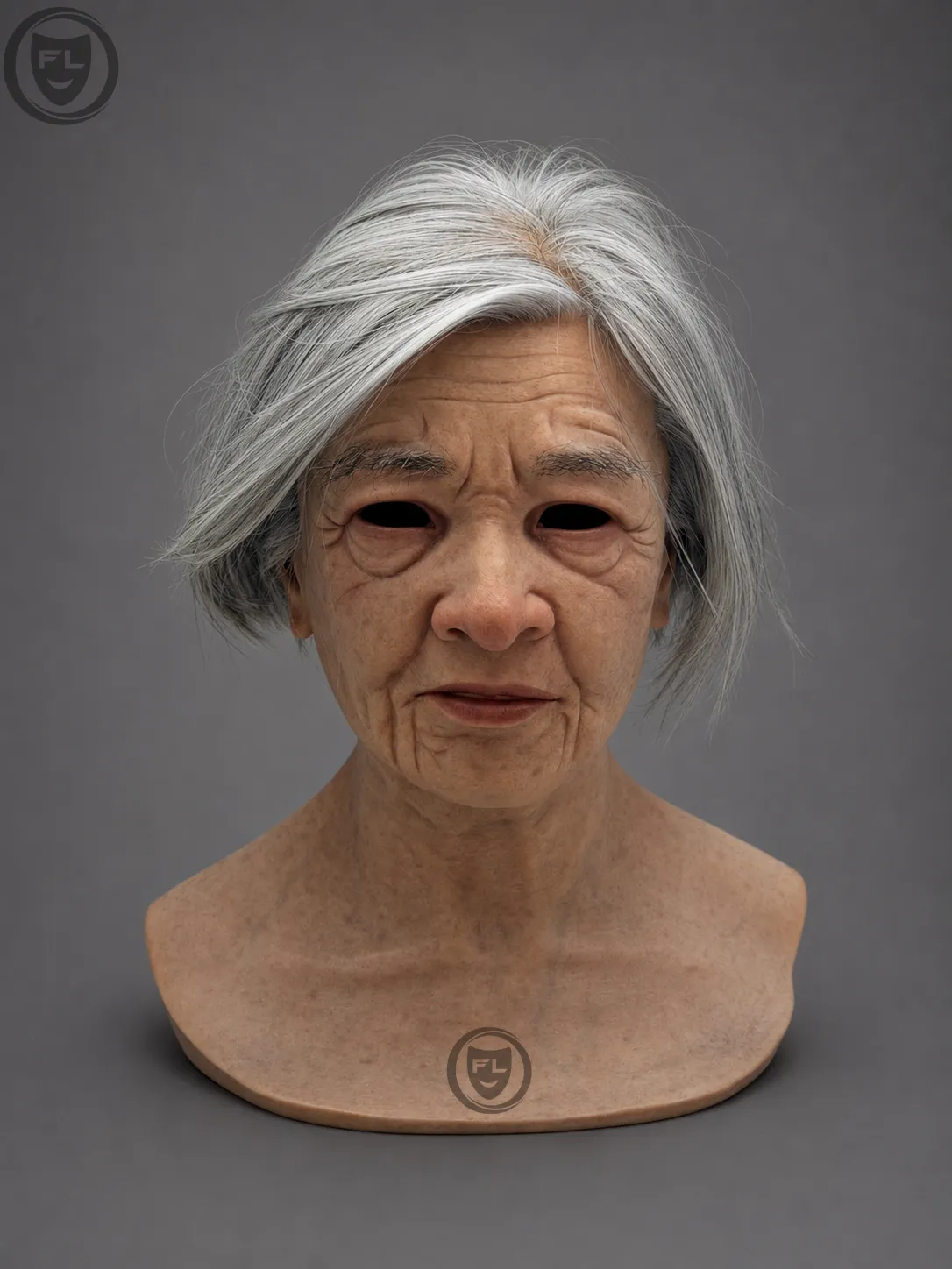 Elderly Female Silicone Mask with Grey Hair