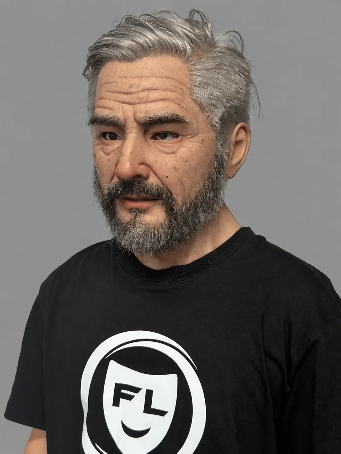 Realistic Silicone Mask of an Elderly Man