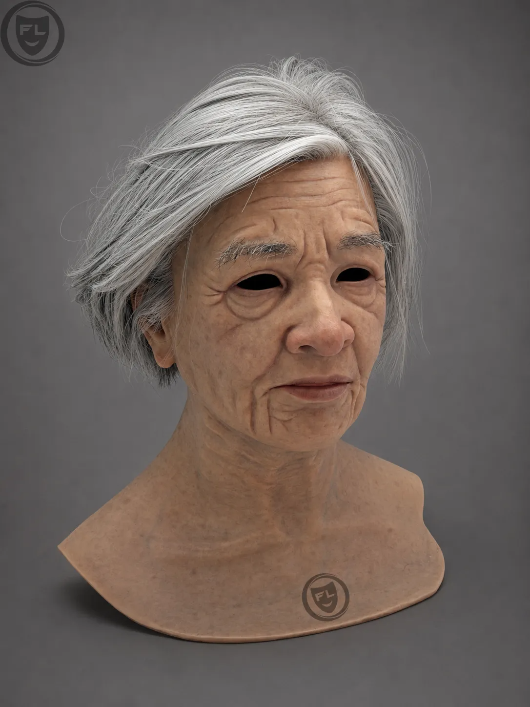 Elderly Female Silicone Mask with Grey Hair