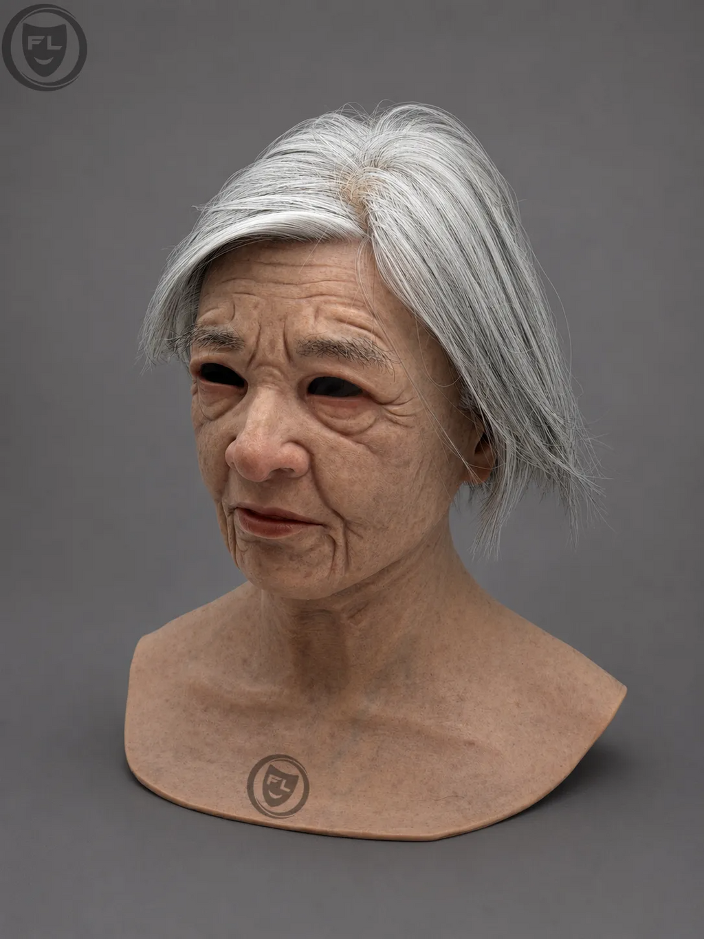 Elderly Female Silicone Mask with Grey Hair