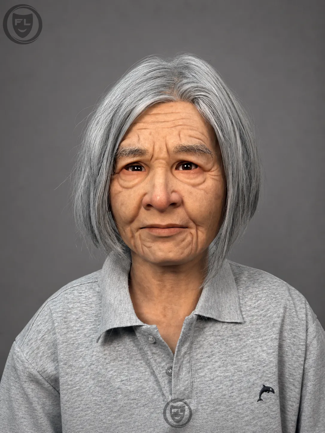 Elderly Female Silicone Mask with Grey Hair