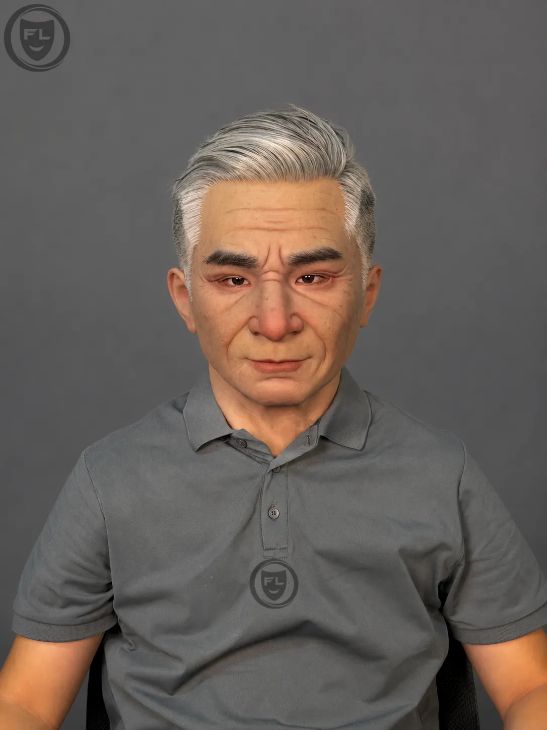 Silver Hair Mature Male Silicone Mask