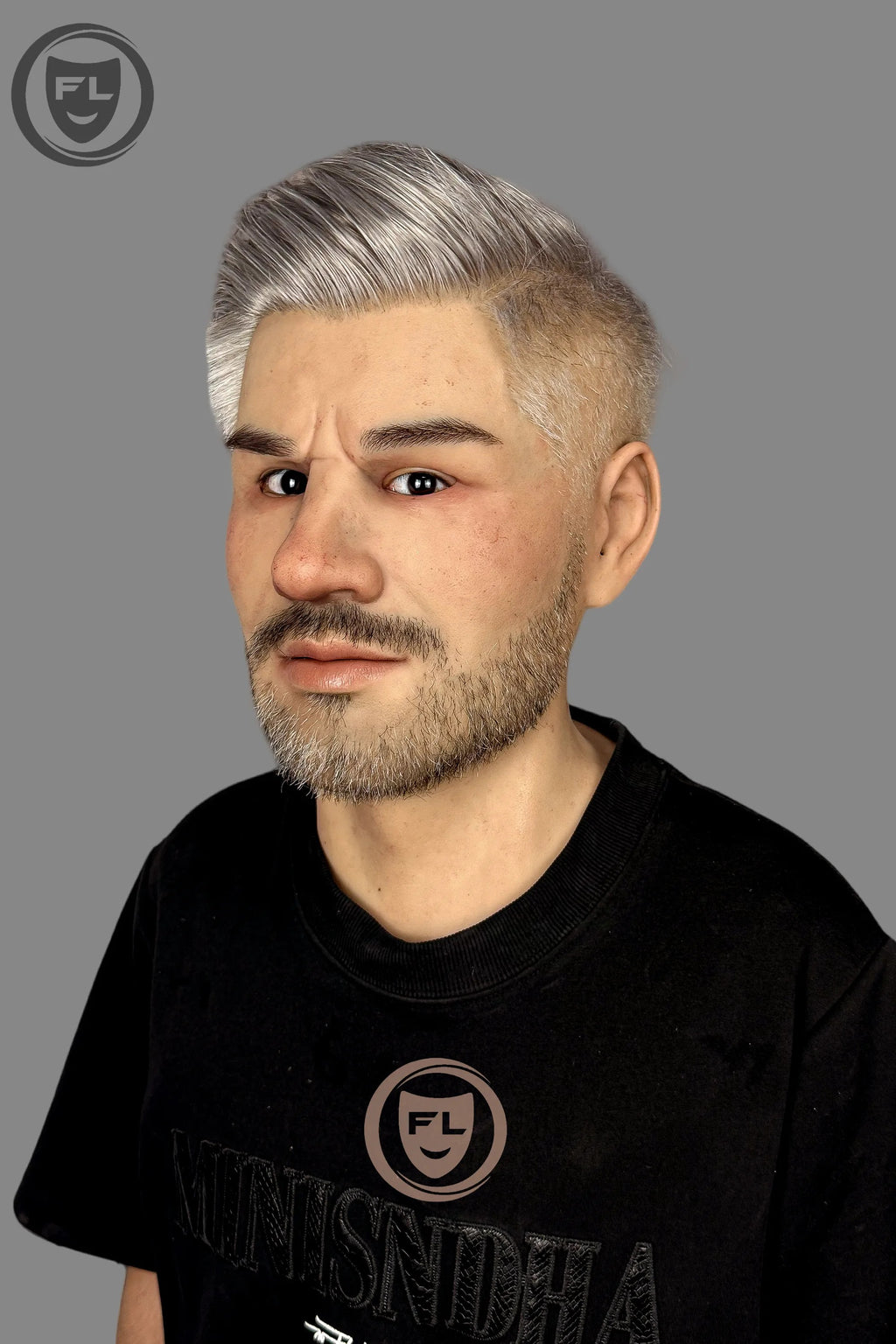 Realistic Silver Hair Male Silicone Mask