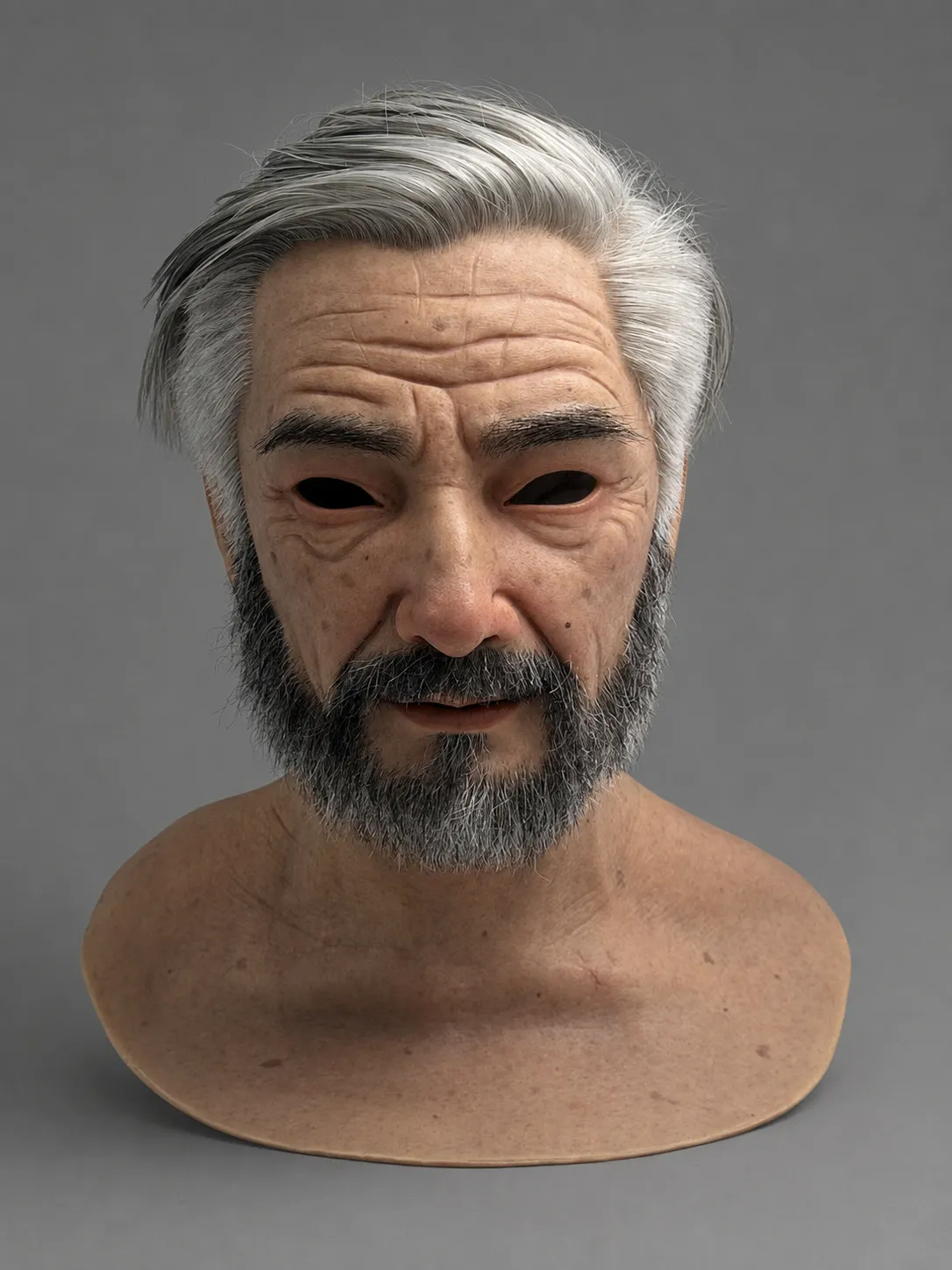 Realistic Silicone Mask of an Elderly Man