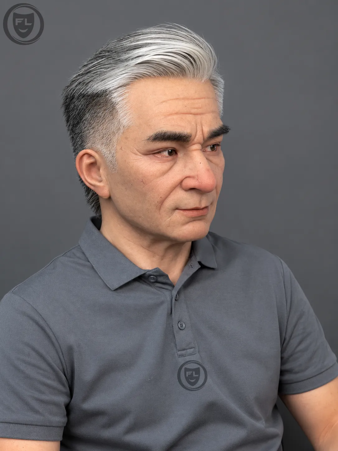 Silver Hair Mature Male Silicone Mask