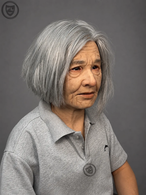 Elderly Female Silicone Mask with Grey Hair