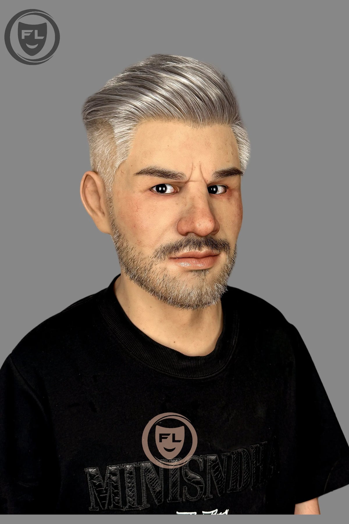 Realistic Silver Hair Male Silicone Mask