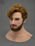 Young Male Silicone Mask with Brown Hair and Beard