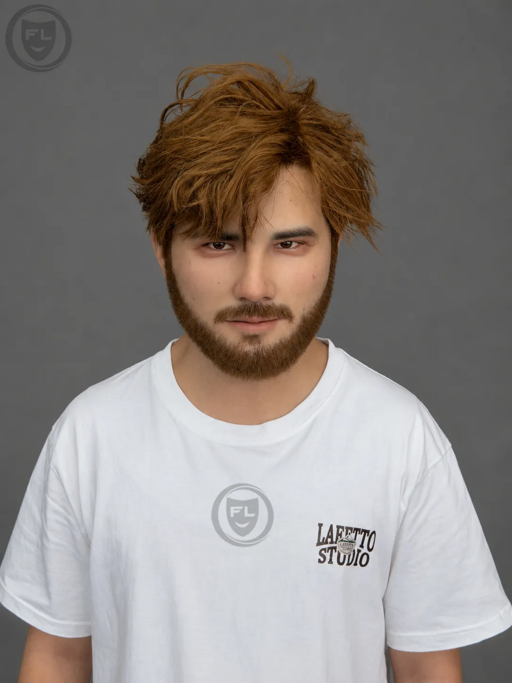 Young Male Silicone Mask with Brown Hair and Beard