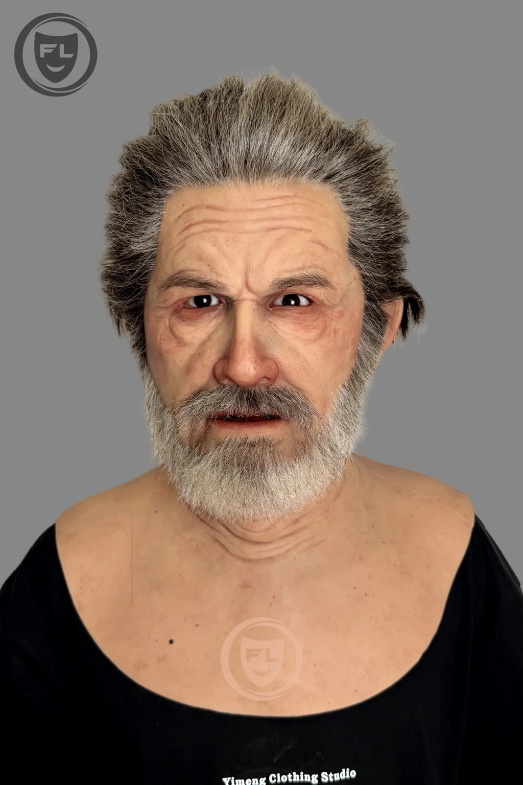Hyper Realistic Old Man Silicone Mask with Gray Hair and Beard