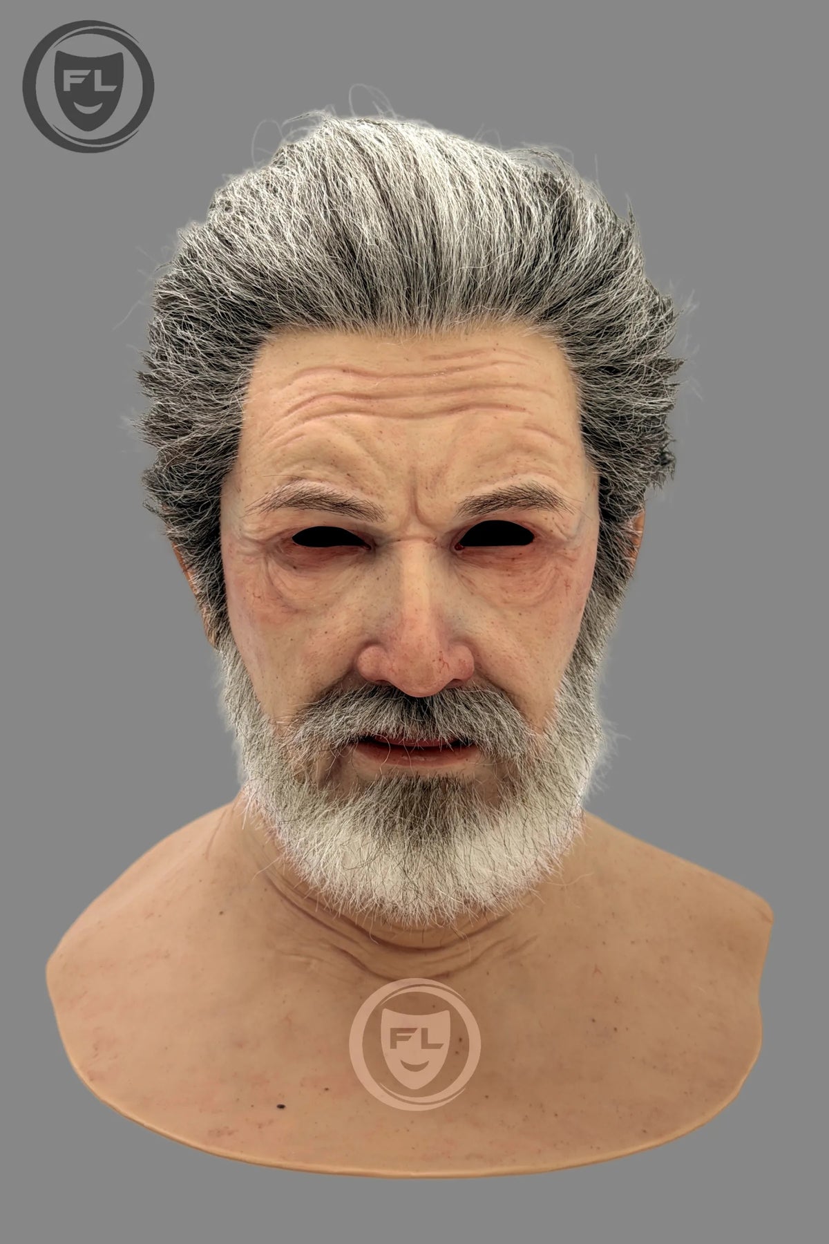 Hyper Realistic Old Man Silicone Mask with Gray Hair and Beard