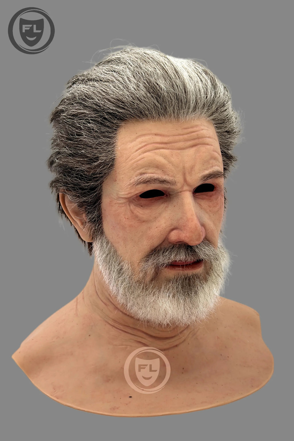 Hyper Realistic Old Man Silicone Mask with Gray Hair and Beard