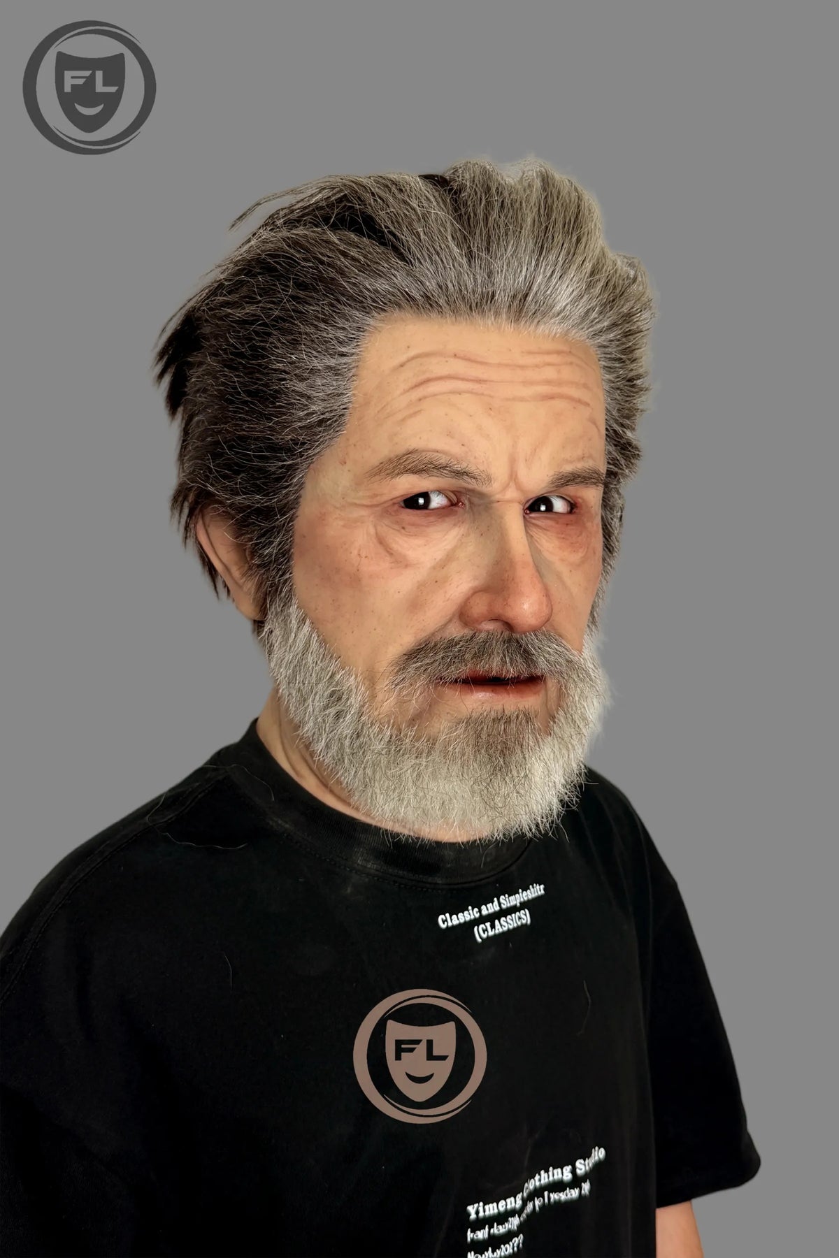 Hyper Realistic Old Man Silicone Mask with Gray Hair and Beard
