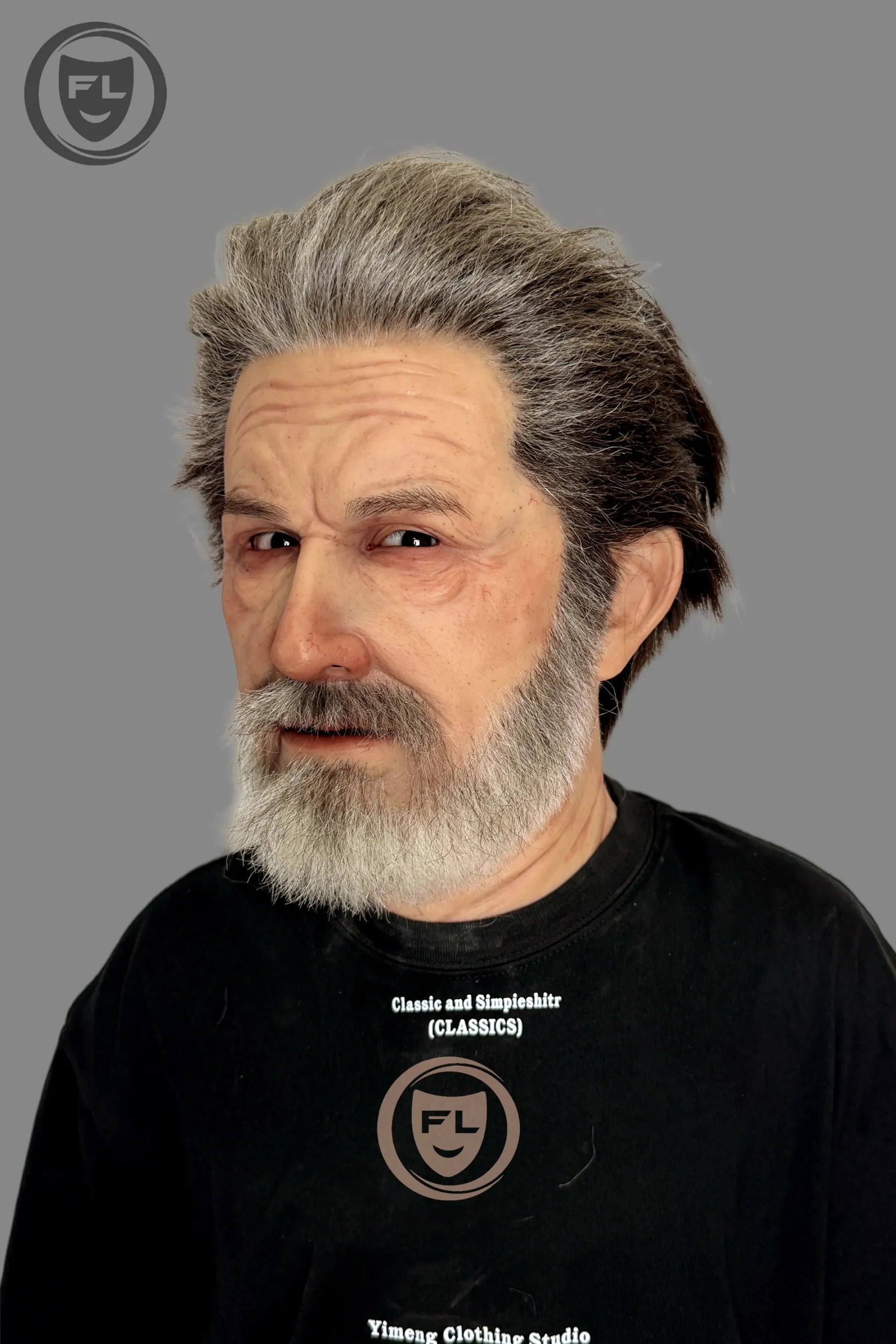 Hyper Realistic Old Man Silicone Mask with Gray Hair and Beard